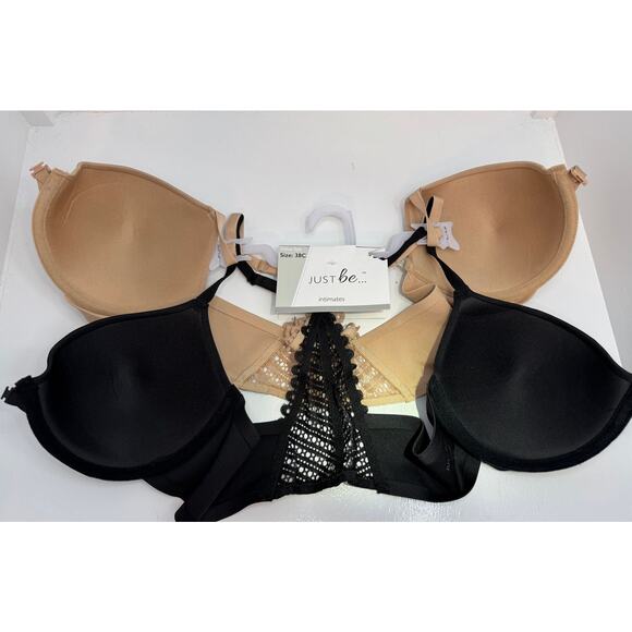 Just Be Intimates Front-Closure Laser-Cut Bra 2-Pack  Size 38C  Black & Nude NWT - Picture 4 of 8